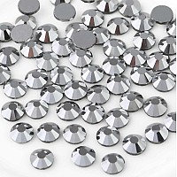 Beadsland 2880Pcs Flat Back Crystal Rhinestones Round Gems For Nail Art And Craft Glue Fix Silver Hematite Ss6 1921Mm