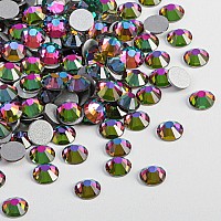 Beadsland 2880Pcs Flat Back Crystal Rhinestones Round Gems For Nail Art And Craft Glue Fix Green Volcano Ss6 1921Mm