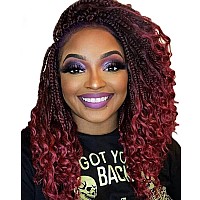 Coolbeeza 8 Packs Crochet Box Braids14 Inch With Curly Ends Bohomian Soft Net Synthetic Pre Looped Crochet Hair Extensions For