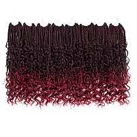 Coolbeeza 8 Packs Crochet Box Braids14 Inch With Curly Ends Bohomian Soft Net Synthetic Pre Looped Crochet Hair Extensions For