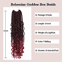 Coolbeeza 8 Packs Crochet Box Braids14 Inch With Curly Ends Bohomian Soft Net Synthetic Pre Looped Crochet Hair Extensions For