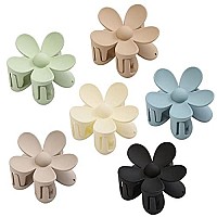 6PCS Matte Flower Hair Clips, Large Claw Clips For Women Thick Hair, Big Cute Dasiy Hair Clips, Non Slip Strong Hold For Women Thin Hair, Hair Accessories For Women Girls Gifts, 6 Colors