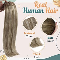 Ve Sunny Balayge Clip On Hair Extensions Human Hair Clip In Extensions Dark Brown Balayage Light Brown Mix Blonde Clip In Hair E