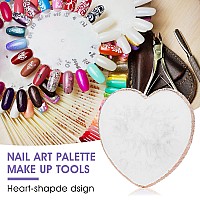 Resin Nail Art Palette Nail Mixing Palette Polish Color Mixing Plate Golden Edge Nail Holder Display Board Heart Shape Cosmetic Mixing Tools (Pink)