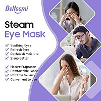 Behoomi 20 Packs Steam Eye Mask, Lavender Heated Eye Mask Disposable Warm Compress For Eyes, Self Heating Moist Heated Eye Masks, Comfortable And Relax Sleep Mask, Stocking Stuffers