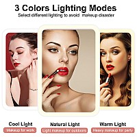 Flymiro Makeup Mirror Vanity Mirror With Lights Lighted Makeup Mirror With Touch Control 3 Color Lighting 1800 Mah Usb Recha