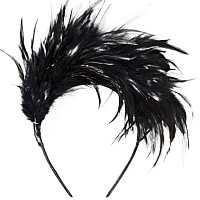 Junbestn Feather Fascinator Women Girl Headpiece Halloween Merry Christmas Tea Party 20S 50S 80S Headband Hat Cocktail Wedding P