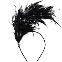 Junbestn Feather Fascinator Women Girl Headpiece Halloween Merry Christmas Tea Party 20S 50S 80S Headband Hat Cocktail Wedding P