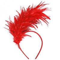 Junbestn Feather Fascinator Women Girl Headpiece Halloween Merry Christmas Tea Party 20S 50S 80S Headband Cocktail Wedding Prom