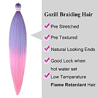 Gozill Ombre Braiding Hair Pre Stretched Blue Pink Box Braiding Hair Extension 26 Inch Pack Of 3