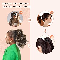 Seikea Highight Ponytail Extension Jaw Claw 10 Short Thick Wavy Curly Soft Natural Looking Clip In Synthetic Hairpiece One Piec