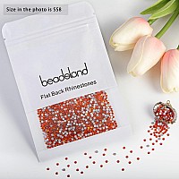 Beadsland 2880Pcs Flat Back Crystal Rhinestones Round Gems For Nail Art And Craft Glue Fix Orange Ss8 2325Mm