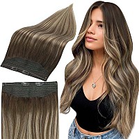 Full Shine Wire Hair Extensions Real Human Hair Black 14 Inch Wire Extensions Human Hair Dark Brown To Walnut Brown With Honey B