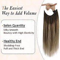 Full Shine Wire Hair Extensions Real Human Hair Black 14 Inch Wire Extensions Human Hair Dark Brown To Walnut Brown With Honey B