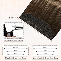 Full Shine Wire Hair Extensions Real Human Hair Black 14 Inch Wire Extensions Human Hair Dark Brown To Walnut Brown With Honey B