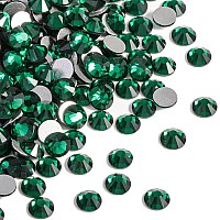 Beadsland 2880Pcs Flat Back Crystal Rhinestones Round Gems For Nail Art And Craft Glue Fix Emerald Ss8 2325Mm