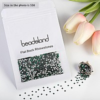 Beadsland 2880Pcs Flat Back Crystal Rhinestones Round Gems For Nail Art And Craft Glue Fix Emerald Ss8 2325Mm