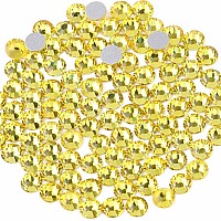 Beadsland 2880Pcs Flat Back Crystal Rhinestones Round Gems For Nail Art And Craft Glue Fix Lemon Yellow Ss3 1214Mm