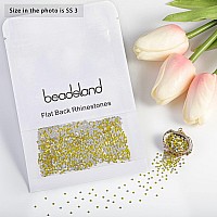 Beadsland 2880Pcs Flat Back Crystal Rhinestones Round Gems For Nail Art And Craft Glue Fix Lemon Yellow Ss3 1214Mm