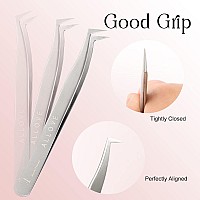 Allove Eyelash Extension Tweezers For Lash Extensions Stainless Steel Lash Tweezers For Eyelash Extensions Isolation Volume Lash