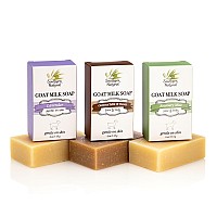 Southern Natural Goat Milk Soap Bar Variety 3 Pack Lavender Oatmeal Milk Honey Rosemary Mint For Dry Sensitive Skin For