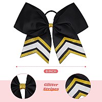 Deeka 8Pcs Large Glitter Cheer Bows Shiny 7 Cheer Hair Bows Ponytail Holder Handmade For Cheerleader Girls Softball Sports Roy