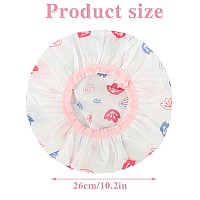 Waterproof Shower Caps 3 Pcs Plastic Reusable Shower Caps Elastic Band Bath Caps For Women Kids Flower