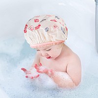 Waterproof Shower Caps 3 Pcs Plastic Reusable Shower Caps Elastic Band Bath Caps For Women Kids Flower