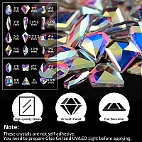 18 Styles Multi-shaped Glass Gemstones for Nails and 6 Sizes Round Crystal Rhinestones Kit #1, Iridescent AB Nail Art Charm Bead Manicure Decoration with Pickup Pencil and Tweezer