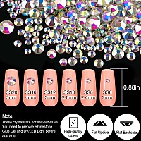 18 Styles Multi-shaped Glass Gemstones for Nails and 6 Sizes Round Crystal Rhinestones Kit #1, Iridescent AB Nail Art Charm Bead Manicure Decoration with Pickup Pencil and Tweezer