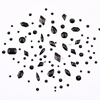 Tisslan 820Pcs Mix 10 Shapes Flatback Black Nail Rhinestones Loose Round Beads Diamond Assortment Decoration Glass Charms For Na