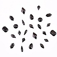 Tisslan 820Pcs Mix 10 Shapes Flatback Black Nail Rhinestones Loose Round Beads Diamond Assortment Decoration Glass Charms For Na