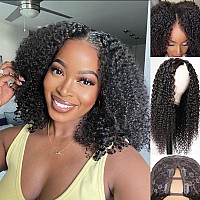 Kiqibeauty Curly V Part Wigs Brazilian Kinky Curly Human Hair Wigs For Black Women V Shape Wigs No Leave Out Upgrade U Part Wigs