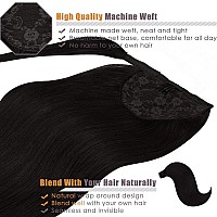 Lacerhair Straight Warp Around Ponytail Hair Extensions With Comb Human Hair Pieces For Women Ponytail 20 Inch 90G Natural Black