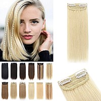 S-noilite Clip in Hair Extensions for Short Hair 100% Real Human Hair 1PCS 2 Clips Clip in Hairpieces For Women with Thinning Hair Add Hair Volume 15g 10Inch-Bleach Blonde