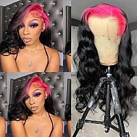 Yms Ombre Pink Wigs For Black Women Human Hair 13X4 Lace Front Wigs Human Hair 180 Density Glueless Wigs Human Hair Pre Plucked