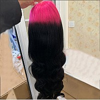 Yms Ombre Pink Wigs For Black Women Human Hair 13X4 Lace Front Wigs Human Hair 180 Density Glueless Wigs Human Hair Pre Plucked