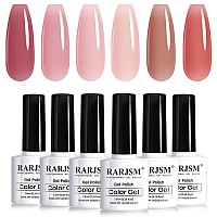 Rarjsm Nude Gel Polish Set Purple Jelly Gel Nail Polish Of 6 Transparent Colors 75Ml Clear Mavue Purple Pink Sheer Rose Red Bro