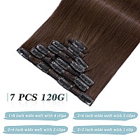 Benehair Clip In Hair Extensions Real Human Hair 14 Inch Chocolate Brown 7Pcs 120G Double Weft Thick Silky Straight Natural Soft