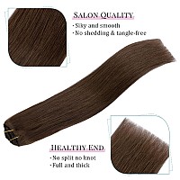 Benehair Clip In Hair Extensions Real Human Hair 14 Inch Chocolate Brown 7Pcs 120G Double Weft Thick Silky Straight Natural Soft