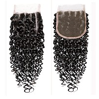 Selina Water Wave Closure Lace Closure 4X4 Lace Closure Human Hair Closure Curly 100 Unprocessed Human Hair Free Part Closure S