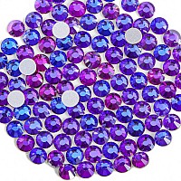 Beadsland 2880Pcs Flat Back Crystal Rhinestones Round Gems For Nail Art And Craft Glue Fix Purple Velvetss82325Mm