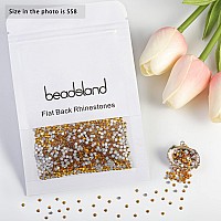 Beadsland 2880Pcs Flat Back Crystal Rhinestones Round Gems For Nail Art And Craft Glue Fix Topazss82325Mm