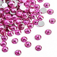 Beadsland 2880Pcs Flat Back Crystal Rhinestones Round Gems For Nail Art And Craft Glue Fix Fuchsia Ss3 1214Mm