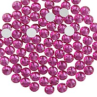 Beadsland 2880Pcs Flat Back Crystal Rhinestones Round Gems For Nail Art And Craft Glue Fix Fuchsia Ss3 1214Mm