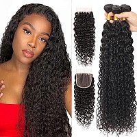 Water Wave Bundles With Closure12 14 1610 Free Part 12A Brazilian Virgin Human Hair Bundles With Closure 100 Unprocessed Hum