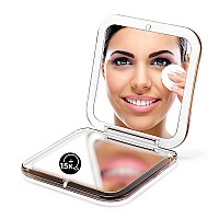 Omiro Folding Compact Mirror 1X15X250R Magnification 3 Pocket Size Square Hand Mirror For Travel Makeup Gold