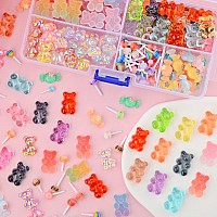 Edittime 160Pcs Kawaii Colorful Resin Acrylic 3D Bear Nail Art Charms For Nail Diy Crafting Scrapbook Accessories Multicolor4