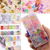 Edittime 160Pcs Kawaii Colorful Resin Acrylic 3D Bear Nail Art Charms For Nail Diy Crafting Scrapbook Accessories Multicolor4