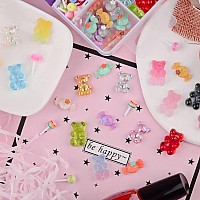 Edittime 160Pcs Kawaii Colorful Resin Acrylic 3D Bear Nail Art Charms For Nail Diy Crafting Scrapbook Accessories Multicolor4